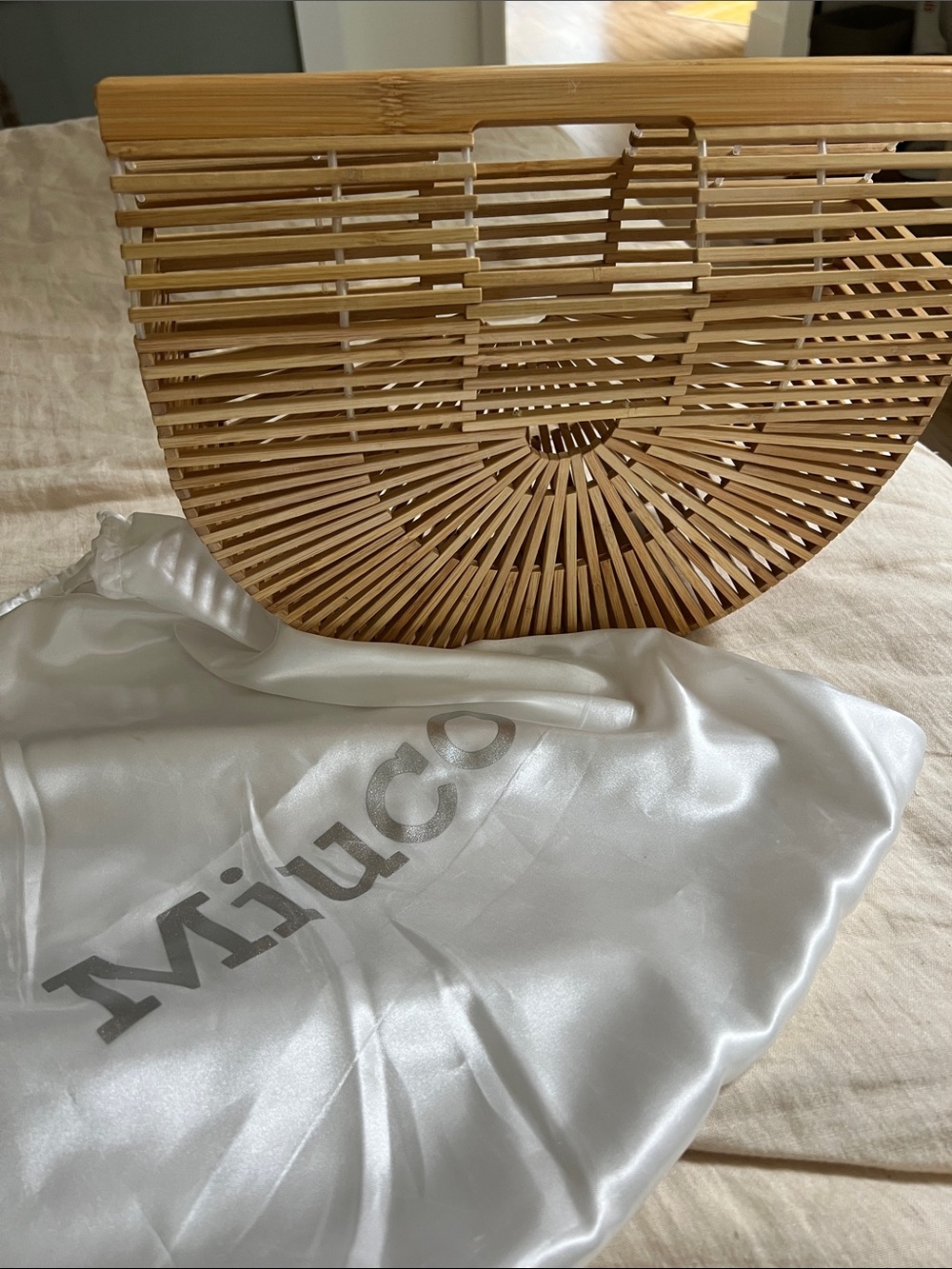 Bamboo Half-Moon Bag in Natural